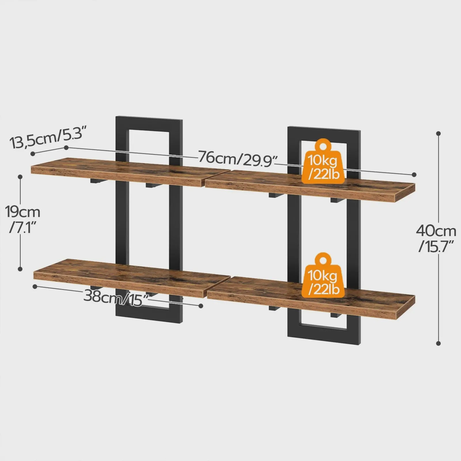 Zwevende Wandplanken Set van 2 - Decoratieve en Functionele Opbergplanken voor Woonkamer, Slaapkamer en Keuken