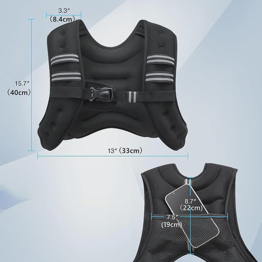 Verstelbaar Fitness Vest met Gewicht (5.4 kg) en Reflecterende Strepen - Ideaal voor Training, Yoga & Joggen