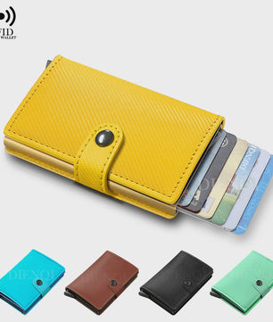 Minimalistische RFID-blokkerende Cardholder met Automatische Pop-Up | PU Leer