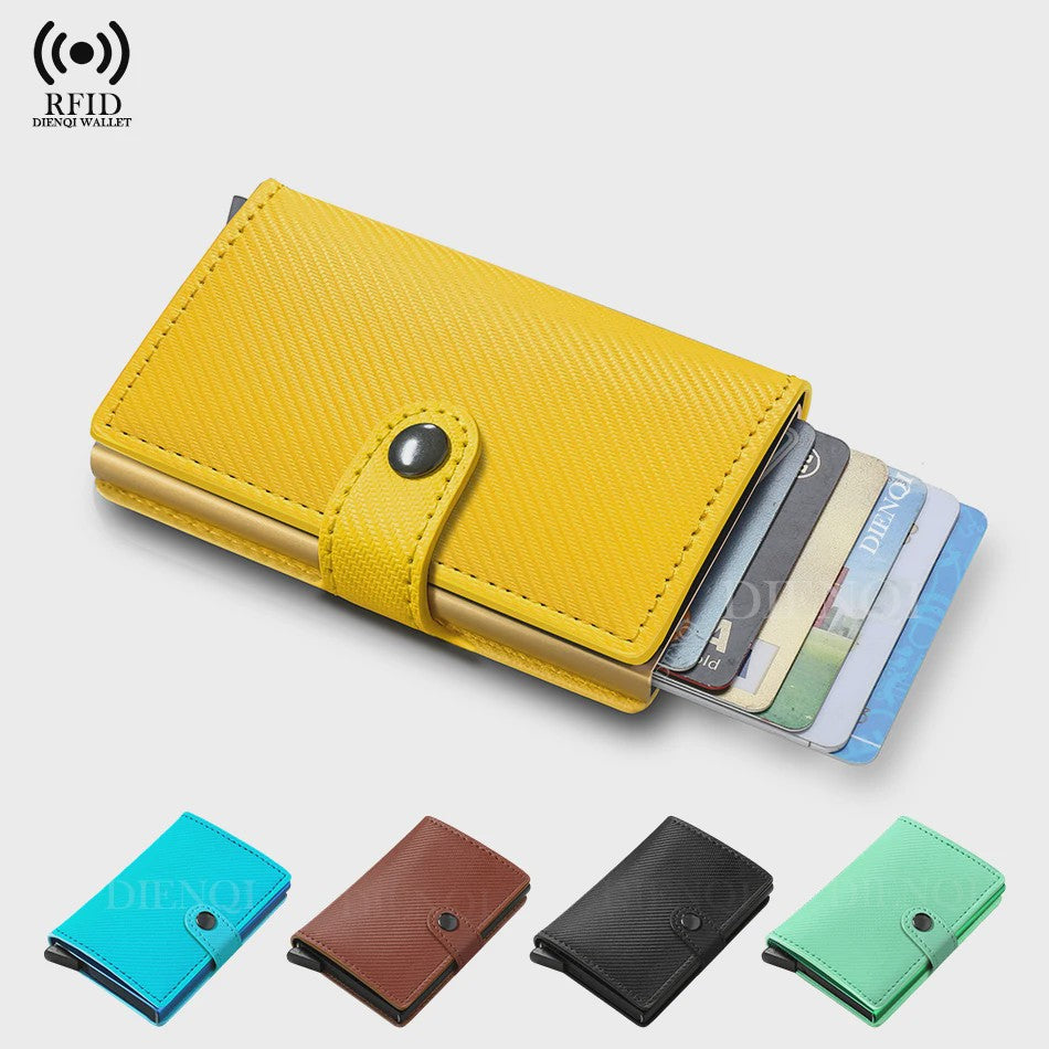 Minimalistische RFID-blokkerende Cardholder met Automatische Pop-Up | PU Leer