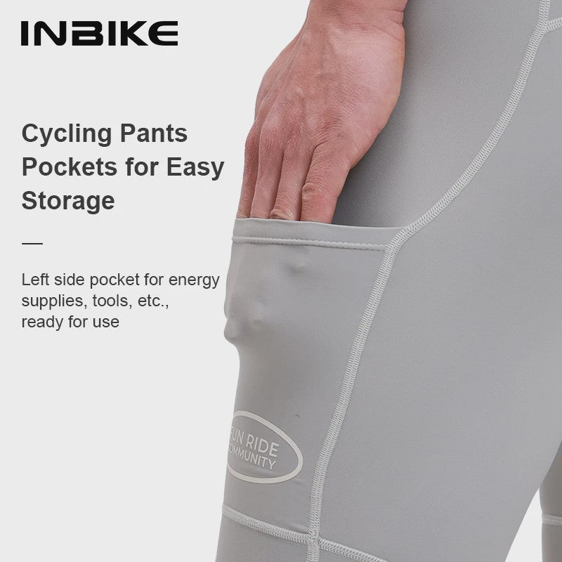 INBIKE Heren Fietsbroek met Bretels - Hoge Taille, Ademend & Met Zakken