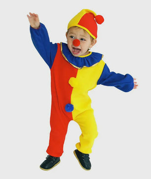 Kind Clown Kostuum met Muts - Feestelijk Jumpsuit voor Jongens & Meisjes