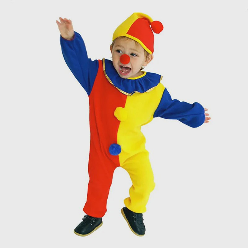 Kind Clown Kostuum met Muts - Feestelijk Jumpsuit voor Jongens & Meisjes