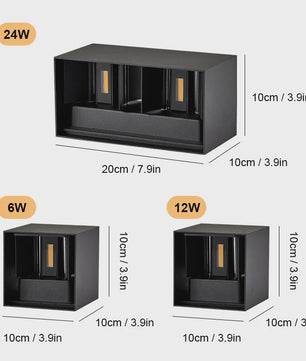 Aluminium LED Wandlamp Buiten IP65 Waterdicht - 12W/24W - Warm & Koel Wit