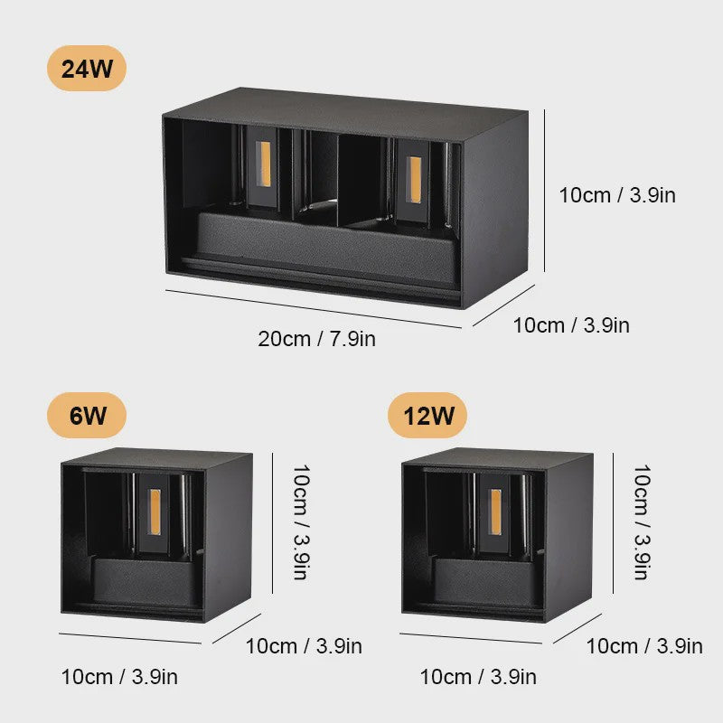 Aluminium LED Wandlamp Buiten IP65 Waterdicht - 12W/24W - Warm & Koel Wit