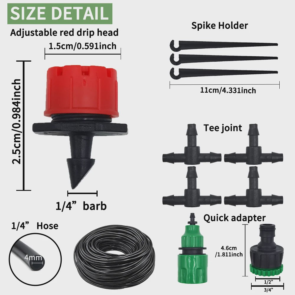 Micro Druppels Irrigatie Systeem Kit - Verstelbare Druppelaars voor Tuin, Terras & Gazon