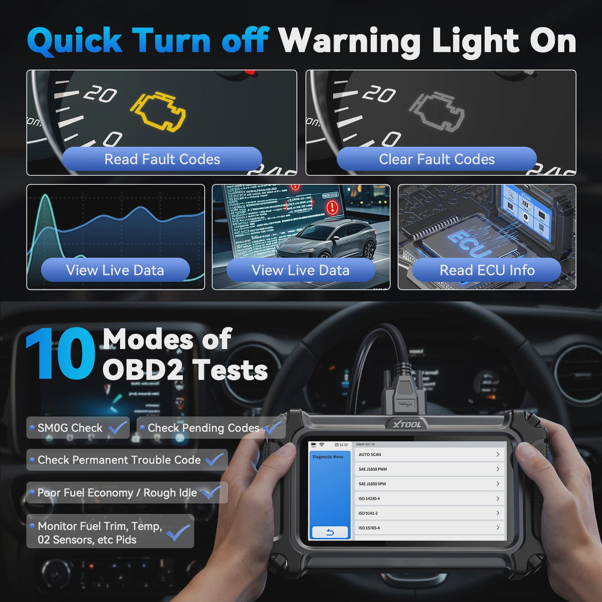 XTOOL D5S OBD2 Autodiagnose Scanner - 16+ Services, Levenslang Gratis Updates
