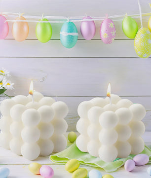 Sfeervolle Vanille Geur Bubble Kaars - Decoratieve Soja Wax Kubus Kaars voor Huis & Kantoor