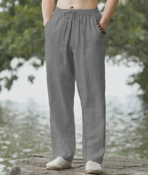 Heren Katoen Linnen Strandbroek - Comfortabele Casual Joggingbroek voor Lente/Zomer Vakantie