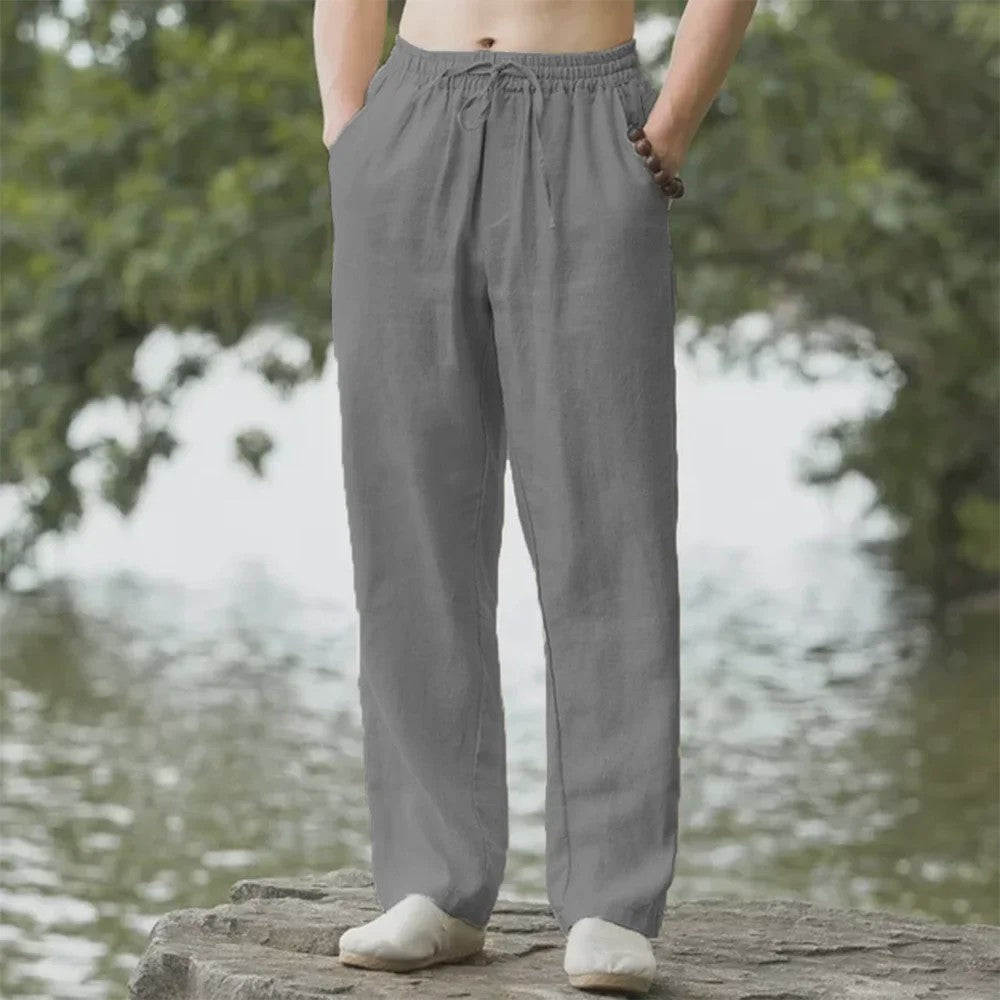 Heren Katoen Linnen Strandbroek - Comfortabele Casual Joggingbroek voor Lente/Zomer Vakantie