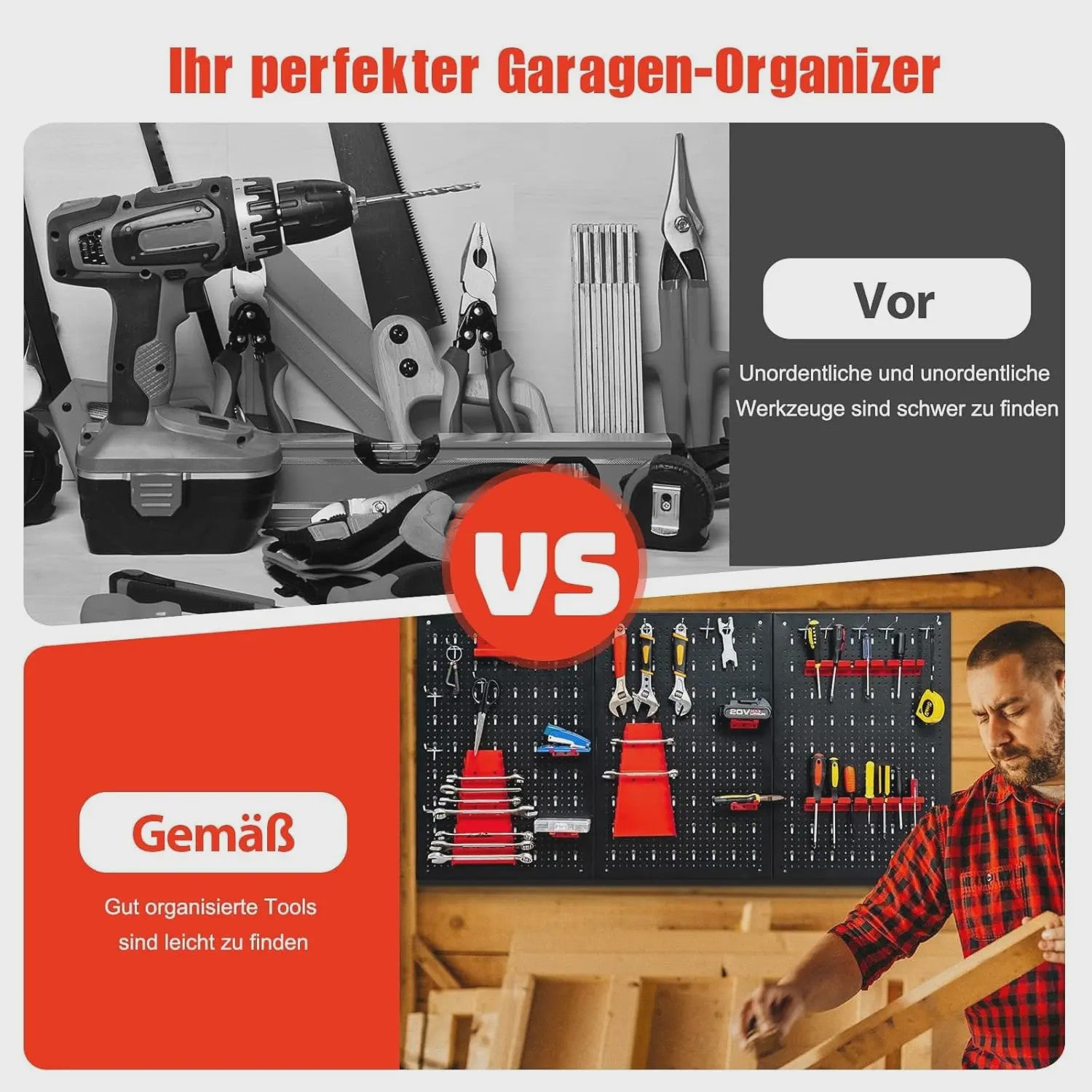 Gereedschapswand met 28-delige Set, 120x60 cm - Organiseer Uw Werkplaats Efficiënt