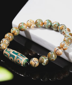 Tibetaanse Dzi Agate Armband met 9 Ogen - Retro Buddha Gebedssieraad