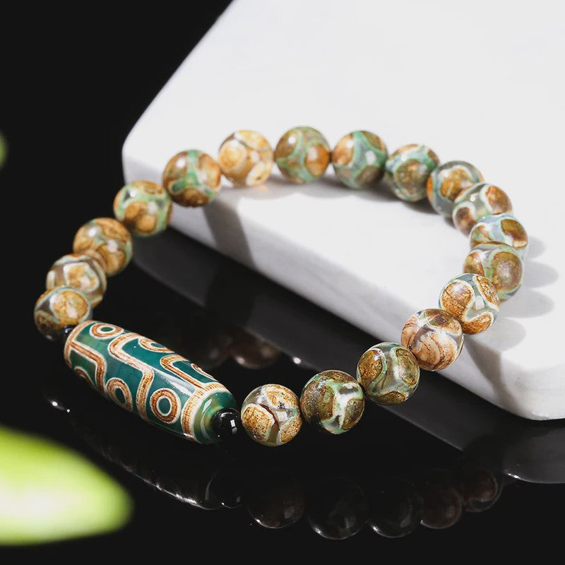 Tibetaanse Dzi Agate Armband met 9 Ogen - Retro Buddha Gebedssieraad