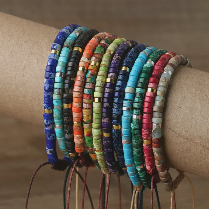 Natuurlijke Blauwe Emperor Steen Kralen Armband - Verstelbaar & Uniek
