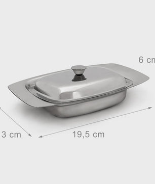 Boterdoos met Handvat - Roestvrij Staal Look - Vaatwasserbestendig - 250g Boter
