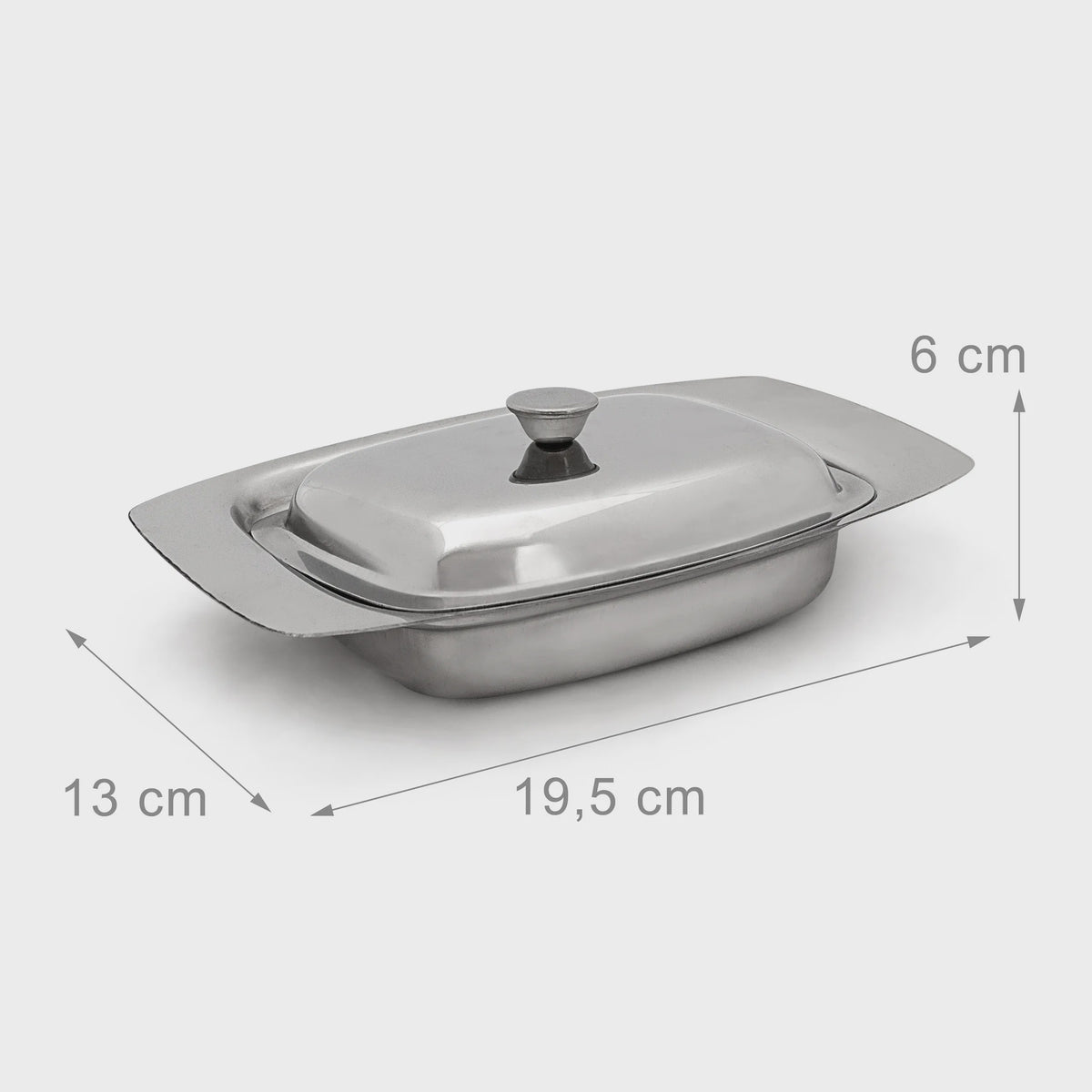 Boterdoos met Handvat - Roestvrij Staal Look - Vaatwasserbestendig - 250g Boter