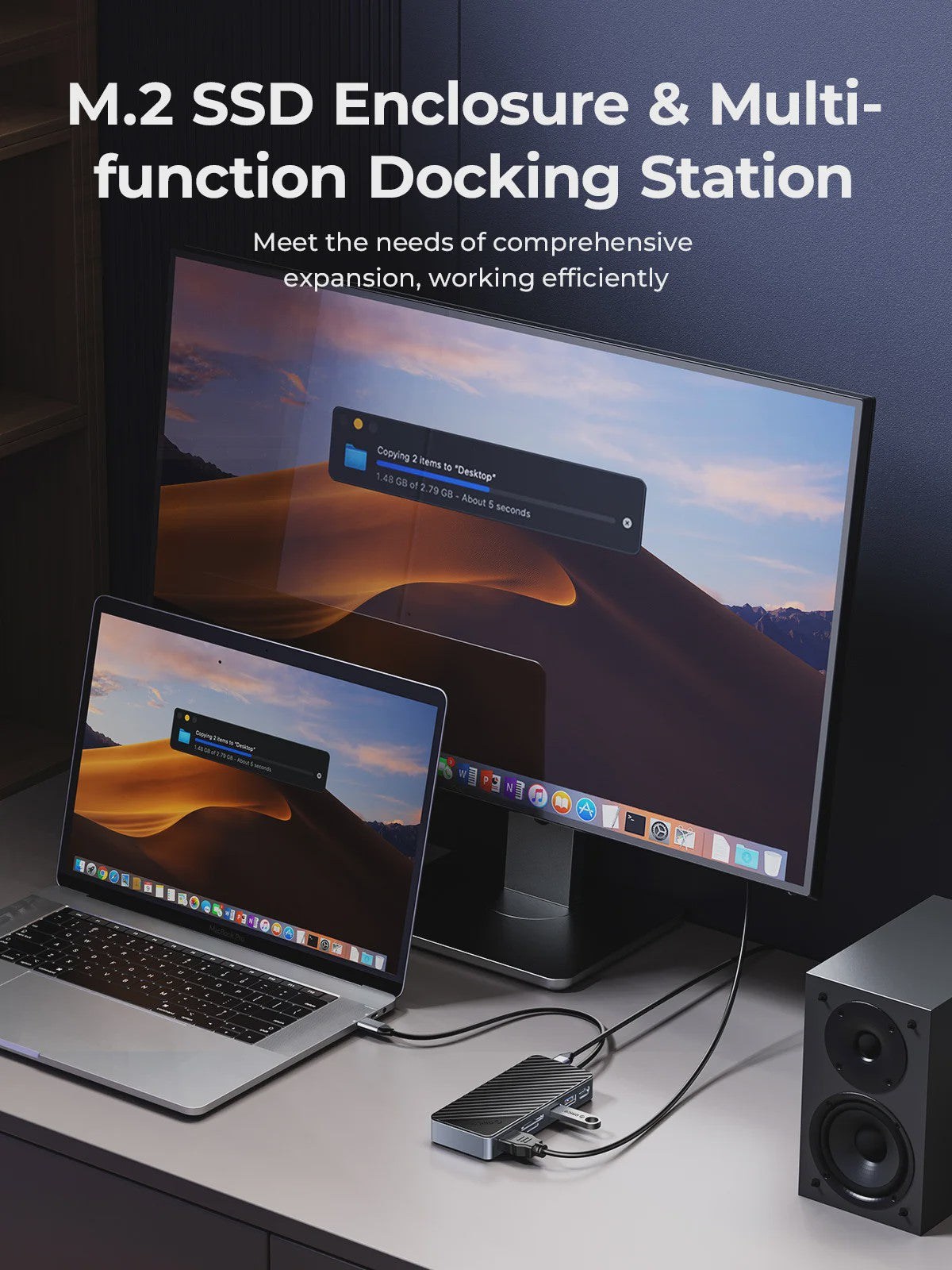 ORICO USB-C Docking Station met M.2 NVMe/SATA SSD Enclosure & 10Gbps Hub