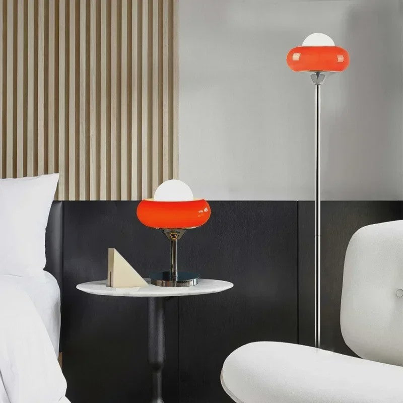 Retro Bauhaus Glas Plafondlamp Oranje Rood - Sfeervolle Verlichting voor Woonkamer & Slaapkamer