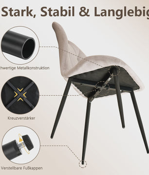 Set Eetkamerstoelen Nordic Stijl - Comfortabel Velvet met Metalen Poten (Per 2, 4 of 6)