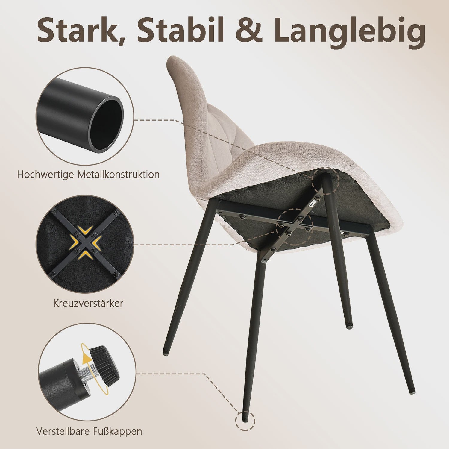 Set Eetkamerstoelen Nordic Stijl - Comfortabel Velvet met Metalen Poten (Per 2, 4 of 6)