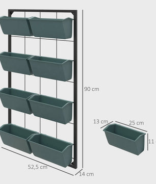 Verticale Plantenstandaard Muurbevestiging - 4 Lagen, 8 Bakken - Duurzaam Staal