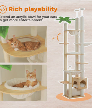Verstelbare Kattenboom met Grote Hangmat, Krabpalen & Kattenhuis - Vloer tot Plafond