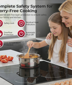 60cm Inbouw Keramische Kookplaat 6000W - 4 Zones, Touch Control, 9 Niveaus, Timer & Kinderslot