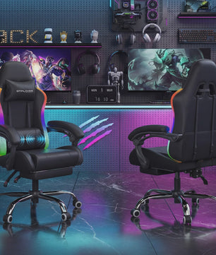 GTPLAYER Ergonomische Gaming & Kantoorstoel met LED Verlichting, Massagefunctie en Opbergvak