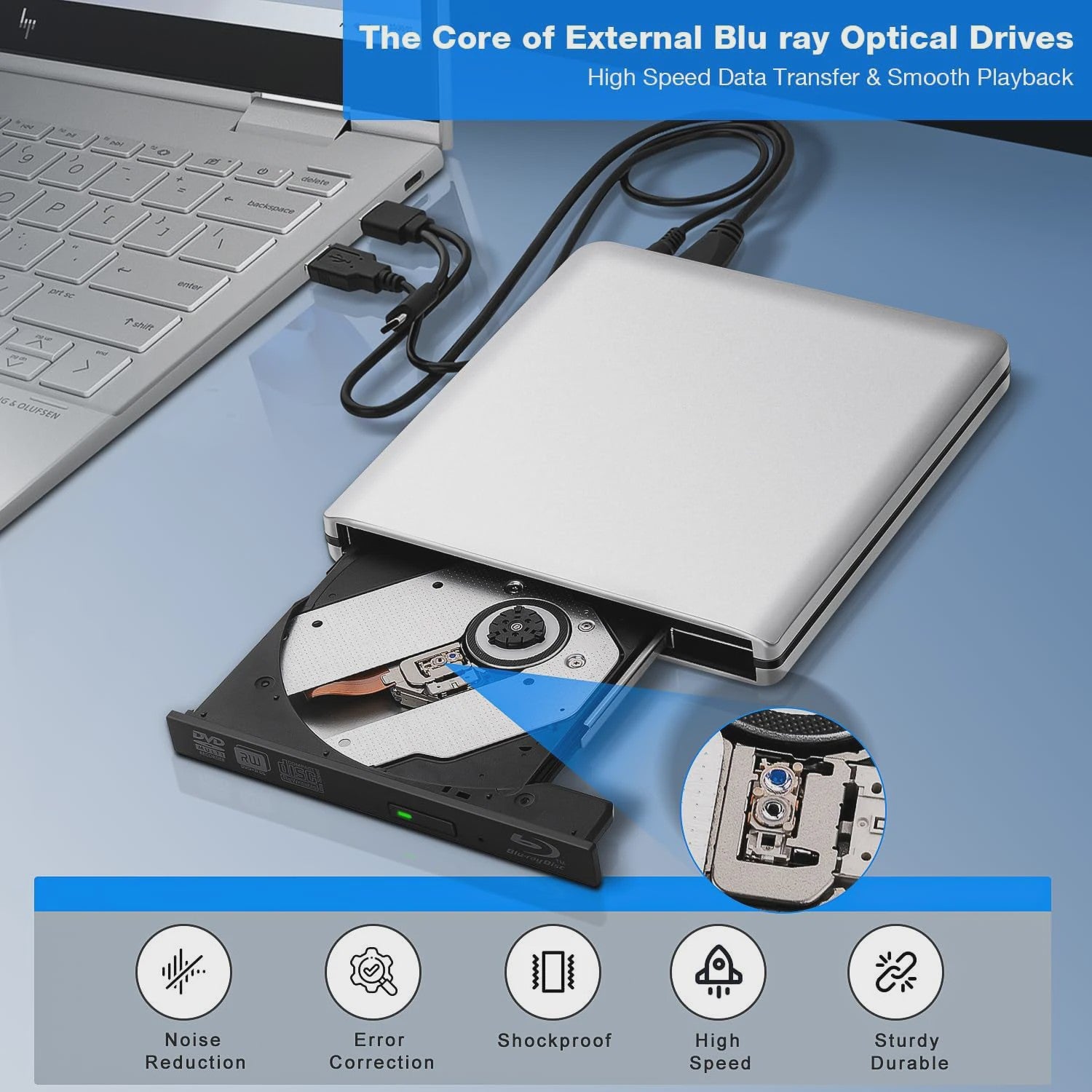 Externe Blu-ray Brander & DVD/CD Brander - USB 3.0 - Lees/Schrijf CD/DVD/BD