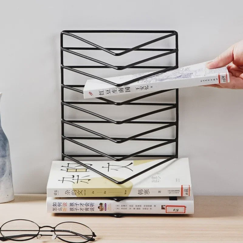 Stijlvolle Metalen Boekenkast & Organiser voor Bureau - Boeken, Tijdschriften & Vinyl