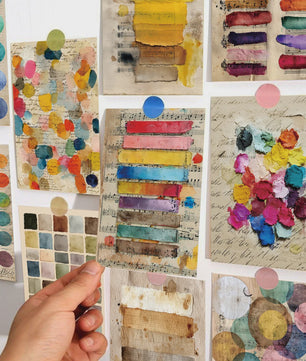 20 Vintage Aquarel Verf Swatch Postkaarten Set - Decoratieve Kunstkaarten voor Collage & Cadeau