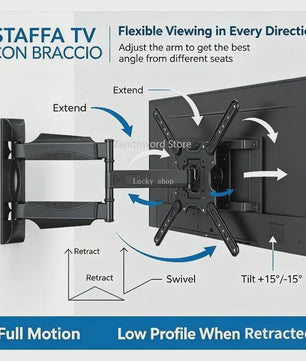 Kantelbare en Draaibare TV Muurbeugel 17-60 inch met Volledige Bewegingsvrijheid