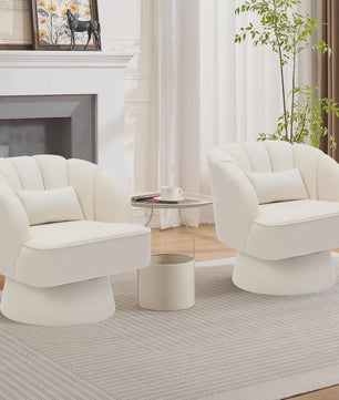 Draaibare Fluweel Lounge Fauteuil met 360° Rotatie - Comfortabele Leesstoel