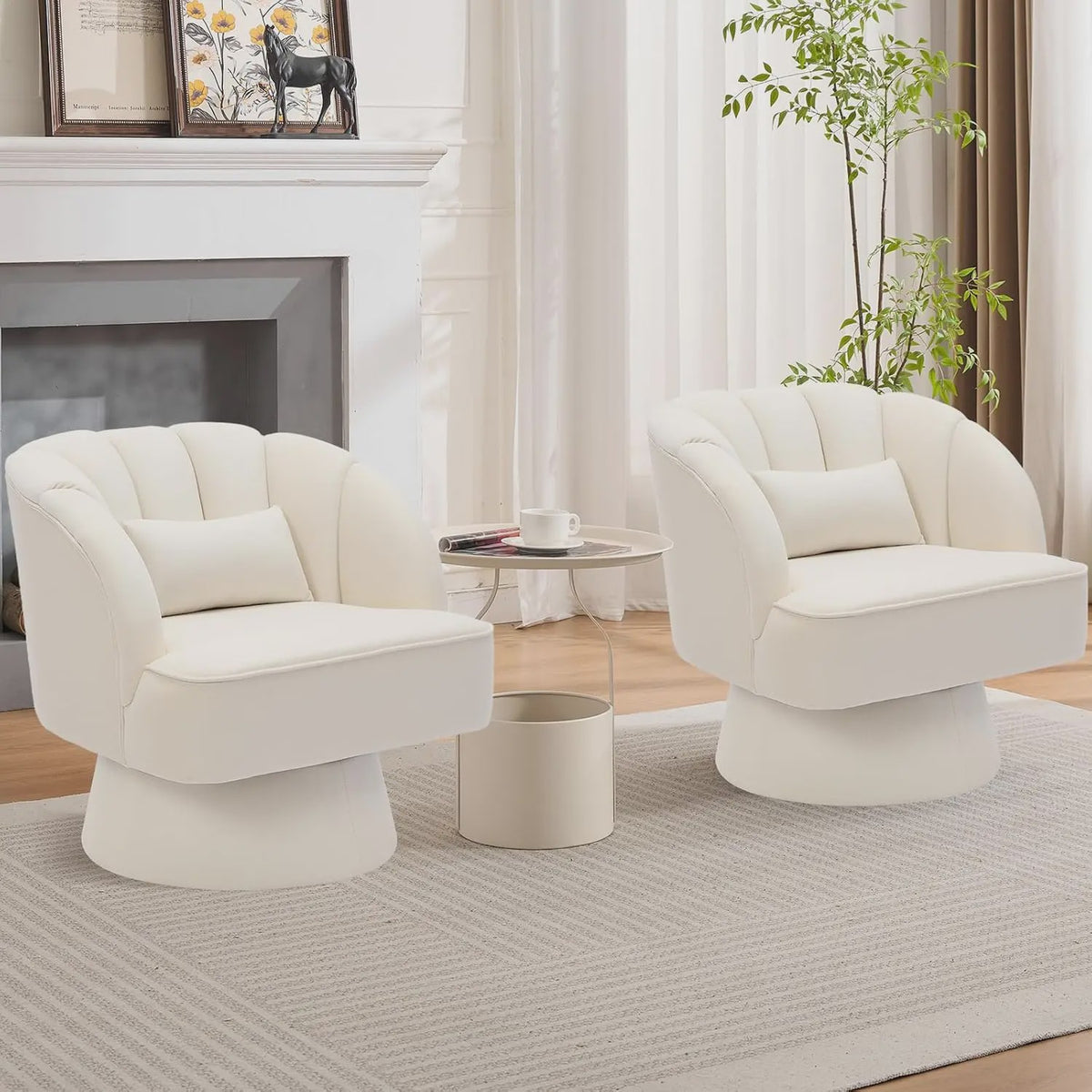 Draaibare Fluweel Lounge Fauteuil met 360° Rotatie - Comfortabele Leesstoel