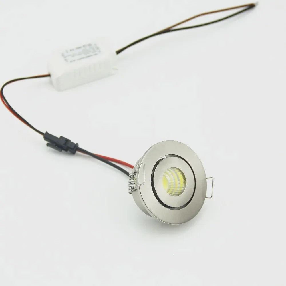 Mini LED Downlight 3W Dimbare Koel Wit 6000K Satin Nickel - SediaXL