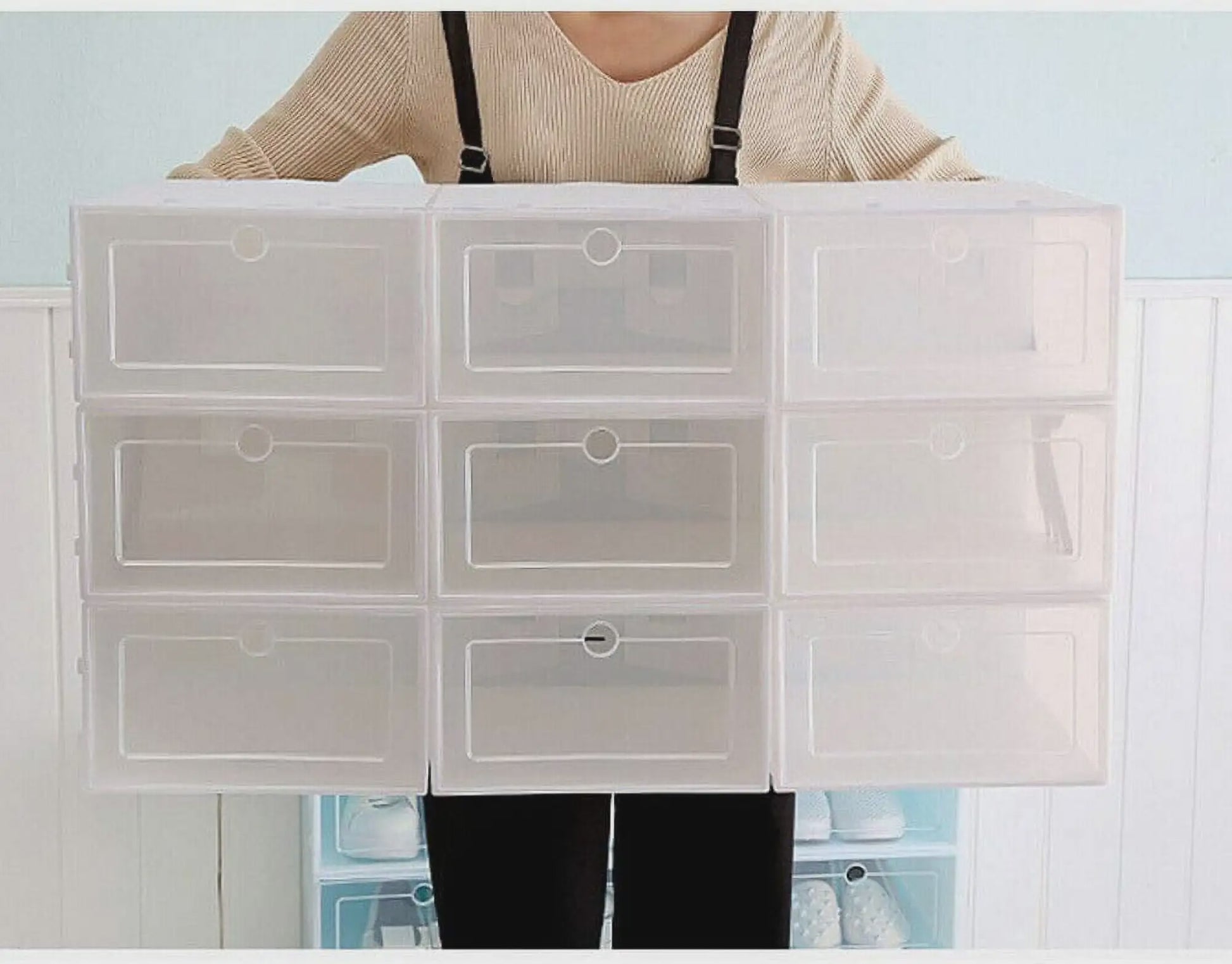 Set van 20/24 Opvouwbare Schoenenboxen - Stapelbaar & Transparant