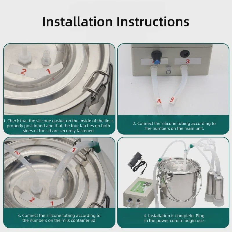 Elektrische Melkmachine Koeien 10L RVS met Automatische Stop & Massagefunctie