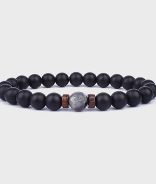Natuursteen Armband Heren Dames - Lava & Hout Kralen 8mm
