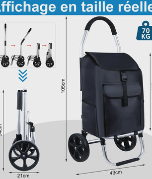 Draagbare Boodschappentrolley 45L - Opvouwbaar, Waterdicht & Klimmend
