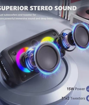 Draagbare Karaoke Bluetooth Speaker met Microfoon, FM Radio & LED Lichtshow