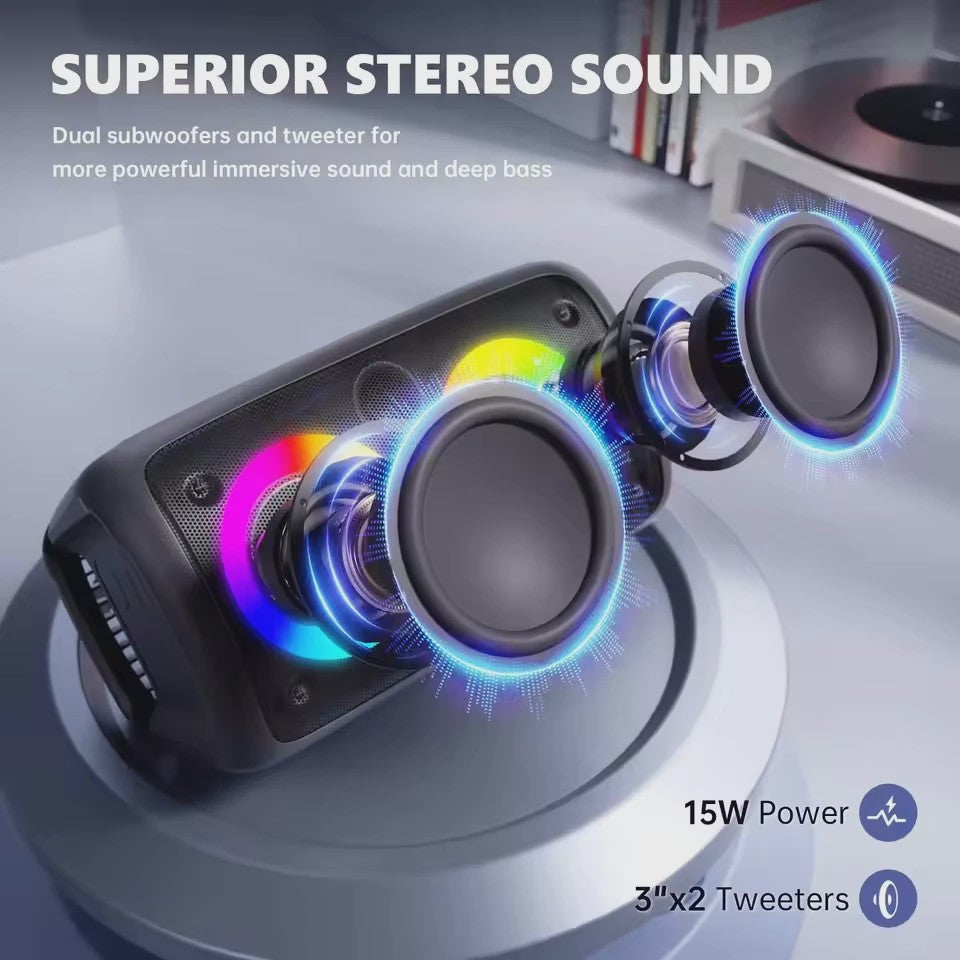 Draagbare Karaoke Bluetooth Speaker met Microfoon, FM Radio & LED Lichtshow