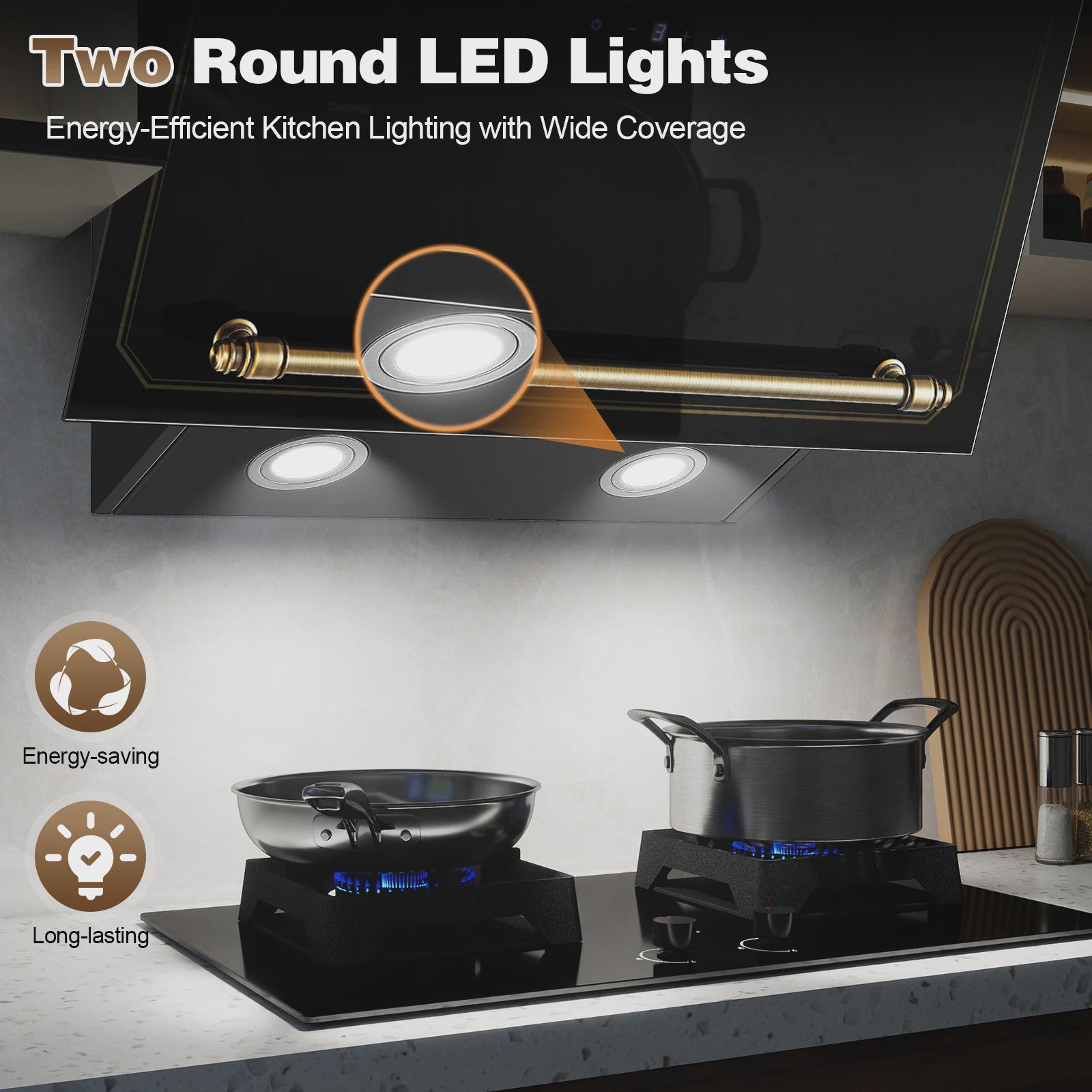 60cm Wandafzuigkap met 400m³/h, A+++ Energie, LED, Dubbel Filtersysteem en Retro Design