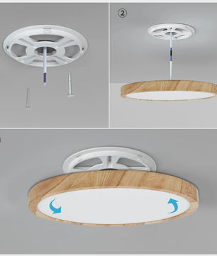 Ronde LED Plafondlamp met Houtnerf - 3 Kleuren Licht