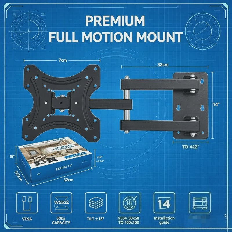 WETECH W5522 TV Wandsteun - Volledig Beweegbaar voor 14-42 Inch TV's, Max 50kg, VESA 50-100