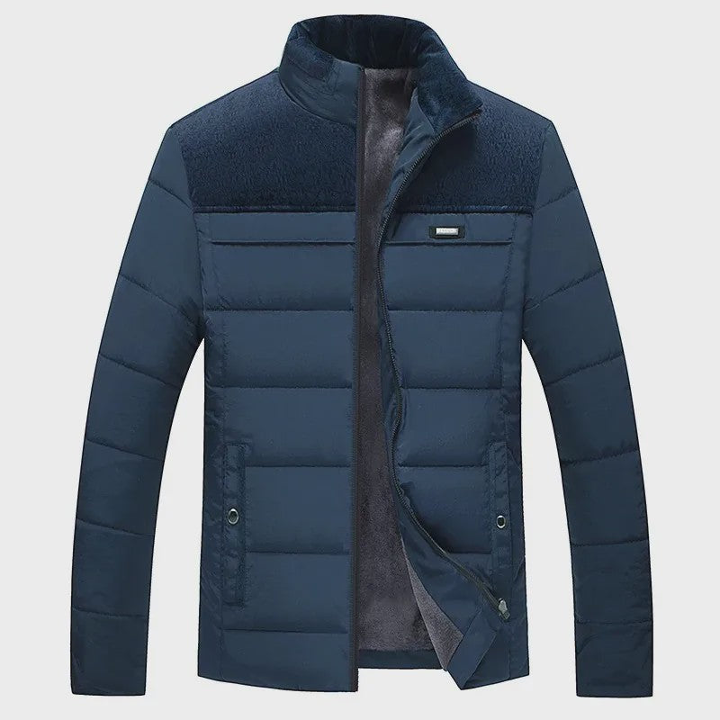 Warme Heren Puffer Jas met Pluche Voering en Opstaande Kraag - Winter Parka