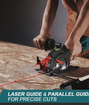 DOVAMAN Mini Cirkelzaag met Laser - 710W, 3500rpm, 6 Zaagbladen, 43mm Diepte