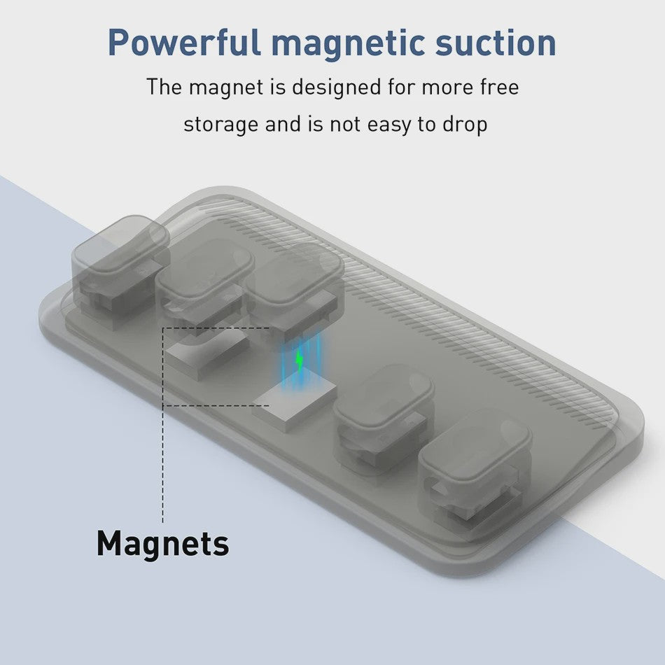 Magnetische Kabelhouder Bureau - 5 Clips voor Orde in USB & Lightning Kabels