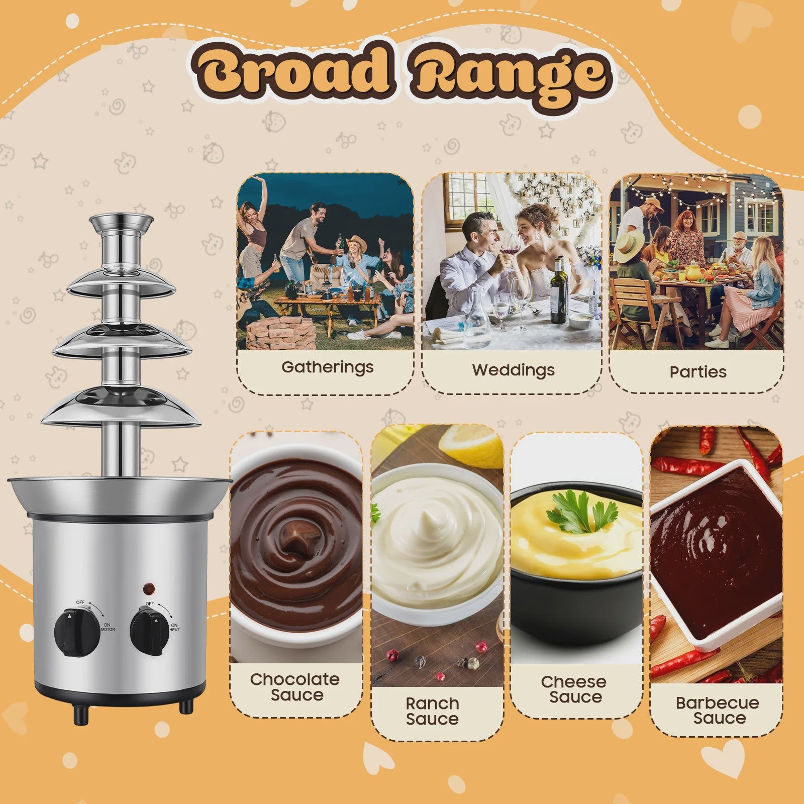 4-Laags Chocoladefontein Machine 1.8L - Perfect voor Feesten, Bruiloften & Verjaardagen