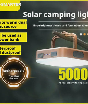 Draagbare Oplaadbare Solar Campinglamp met Powerbank Functie - Waterdicht & COB LED
