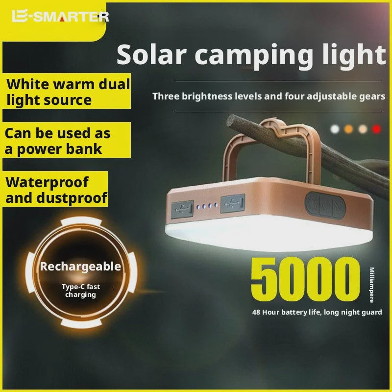 Draagbare Oplaadbare Solar Campinglamp met Powerbank Functie - Waterdicht & COB LED
